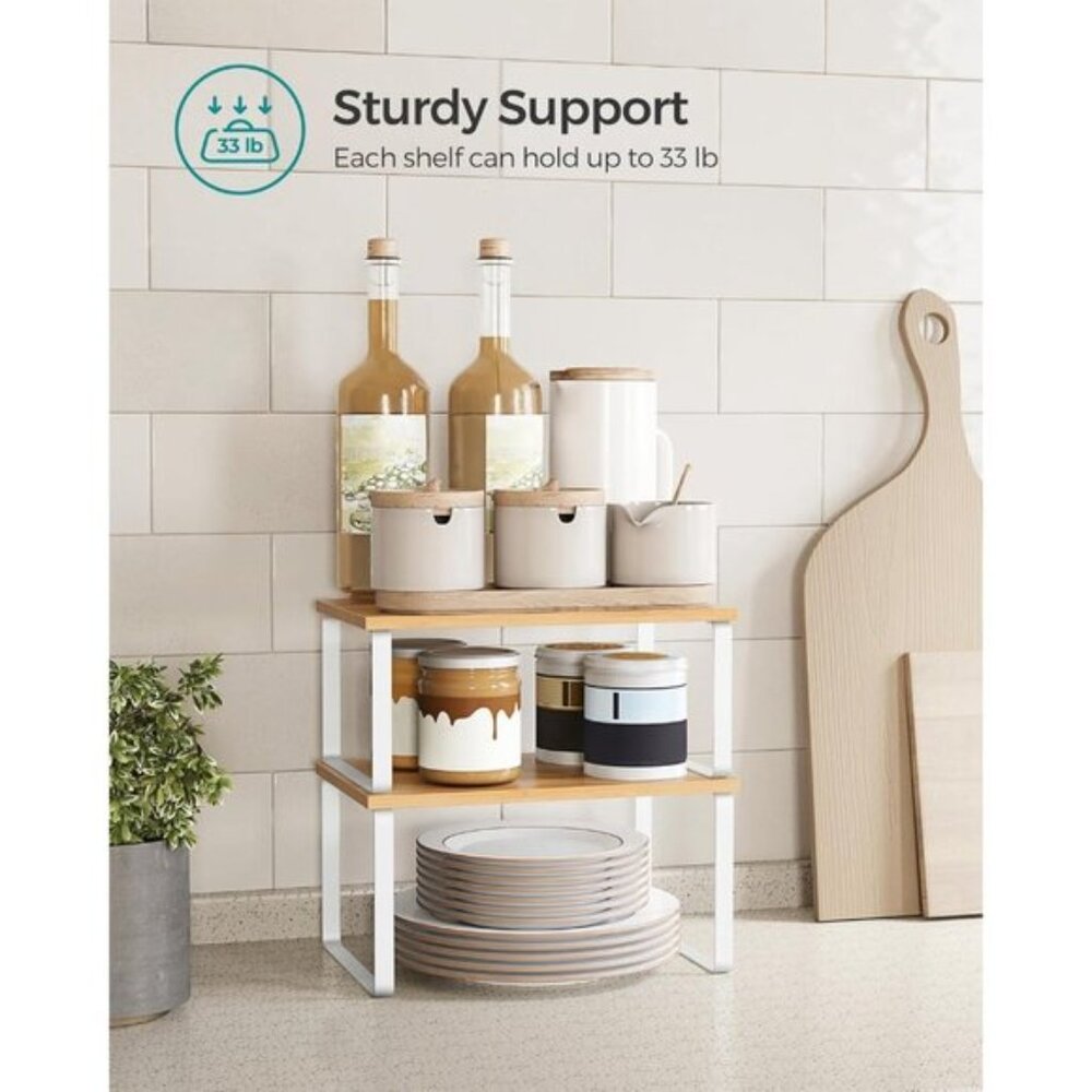 New Cabinet Organizer Shelf Set of 4, Stackable Kitchen Storage - (Cloud White) - Picture 5 of 9